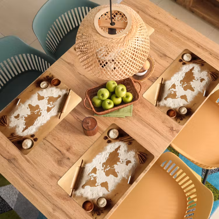 Hout - Wereldkaart - Bakken - Keuken Placemat vinyl groot -zzsfeer5_Kitchenyeah-website
