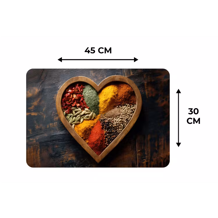 Houten - Hart - Kleurrijke - Specerijen Placemat vinyl groot -specs