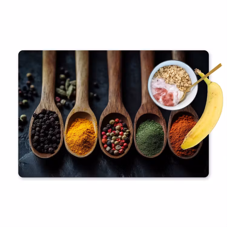 Houten - Lepels - Specerijen - Kruiden Placemat vinyl groot -zzzproduct_Kitchenyeah-website