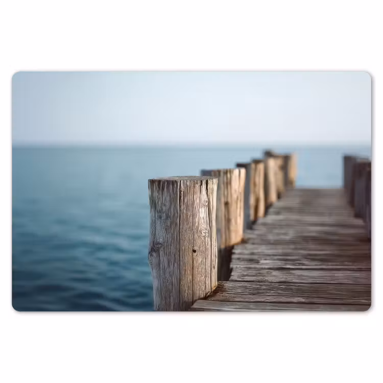 Houten steiger - Helderblauwe lucht Placemat vinyl groot -zzsfeer1_Kitchenyeah-website