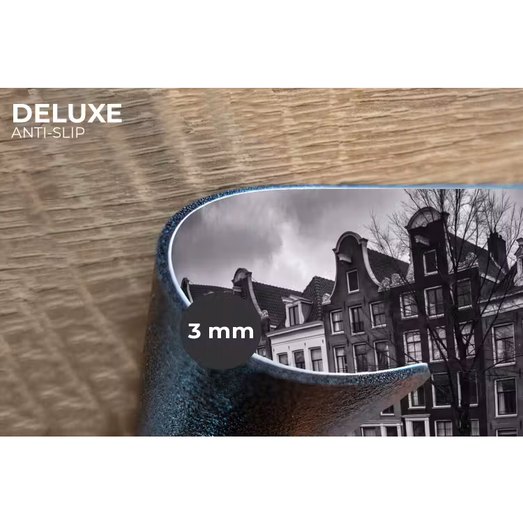 Huis - Gracht - Amsterdam - Architectuur - Zwart-wit Placemat vinyl groot -closeup