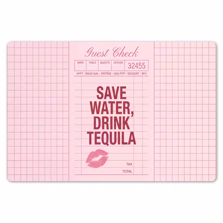 Humor - Drank - Tekst - Roze Placemat vinyl groot -zzsfeer1_Kitchenyeah-website