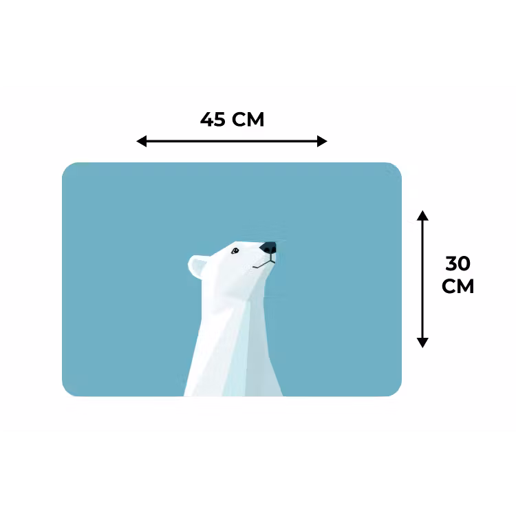 Ijsbeer - Lichtblauw - Minimalistisch Placemat vinyl groot -specs