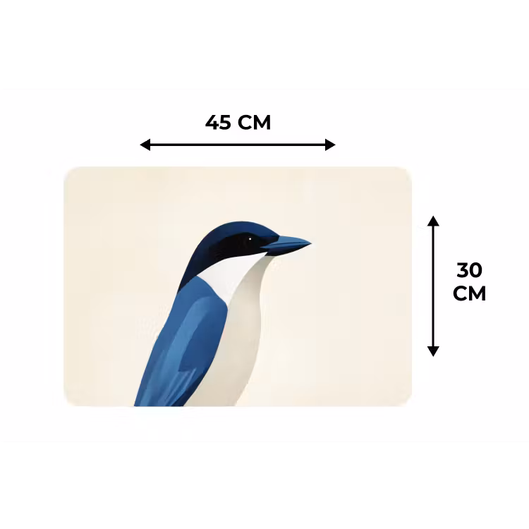 Illustratie - Blauw - Vogel Placemat vinyl groot -specs
