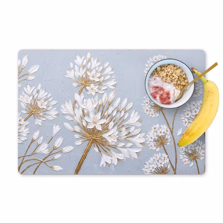 Illustratie - Bloemen - Blauw Placemat vinyl groot -zzzproduct_Kitchenyeah-website