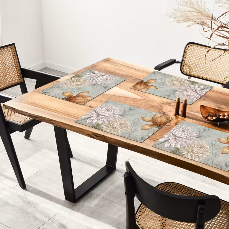 Illustratie - Bloemen - Groen Placemat vinyl groot -zzsfeer4_Kitchenyeah-website