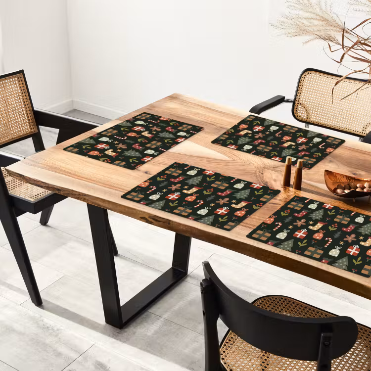 Illustratie - Kerstfiguren - Groen Placemat vinyl groot 368 -zzsfeer4_Kitchenyeah-website