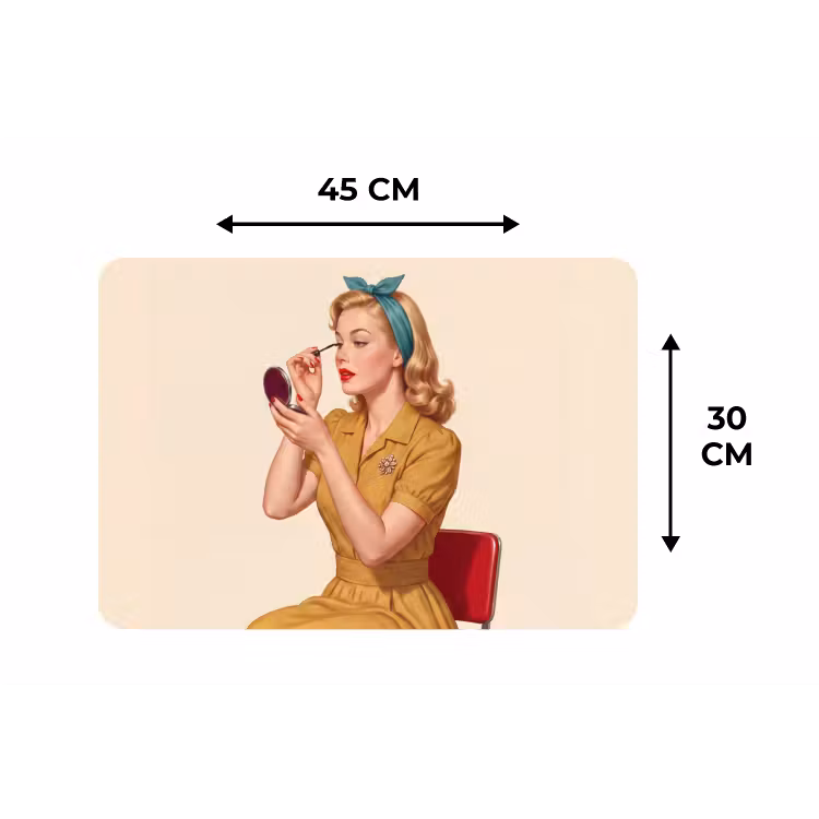 Illustratie - Mascara - Vrouw - Geel Placemat vinyl groot -specs
