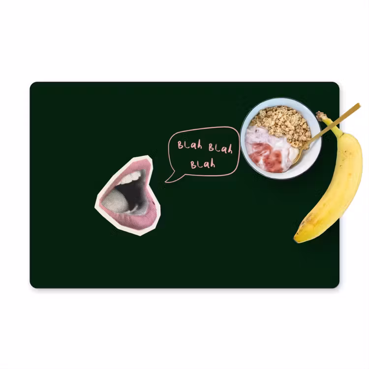 Illustratie - Mond - Donkergroen - Tekstwolkje Placemat vinyl groot -zzzproduct_Kitchenyeah-website