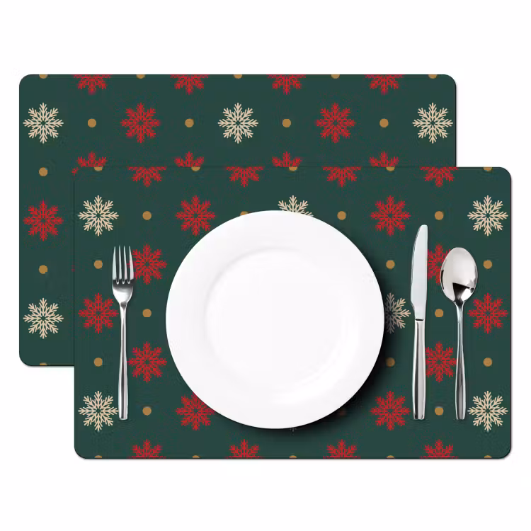 Illustratie - Sneeuwvlokken - Groen Placemat vinyl groot 368 -zzsfeer2_Kitchenyeah-website