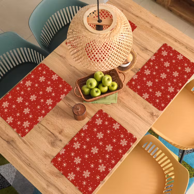 Illustratie - Sneeuwvlokken - Rood Placemat vinyl groot 368 -zzsfeer5_Kitchenyeah-website