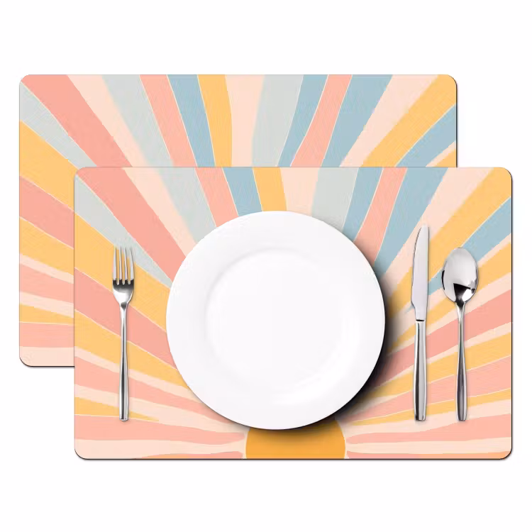 Illustratie - Zon - Pastelkleuren Placemat vinyl groot -zzsfeer2_Kitchenyeah-website