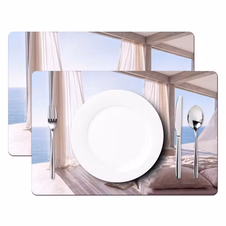 Interieur - Zeezicht - Modern - Rust - Beige Placemat vinyl groot -zzsfeer2_Kitchenyeah-website