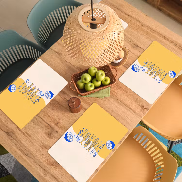 Italië - Eten - Citroen - Vis - Grafisch Placemat vinyl groot -zzsfeer5_Kitchenyeah-website