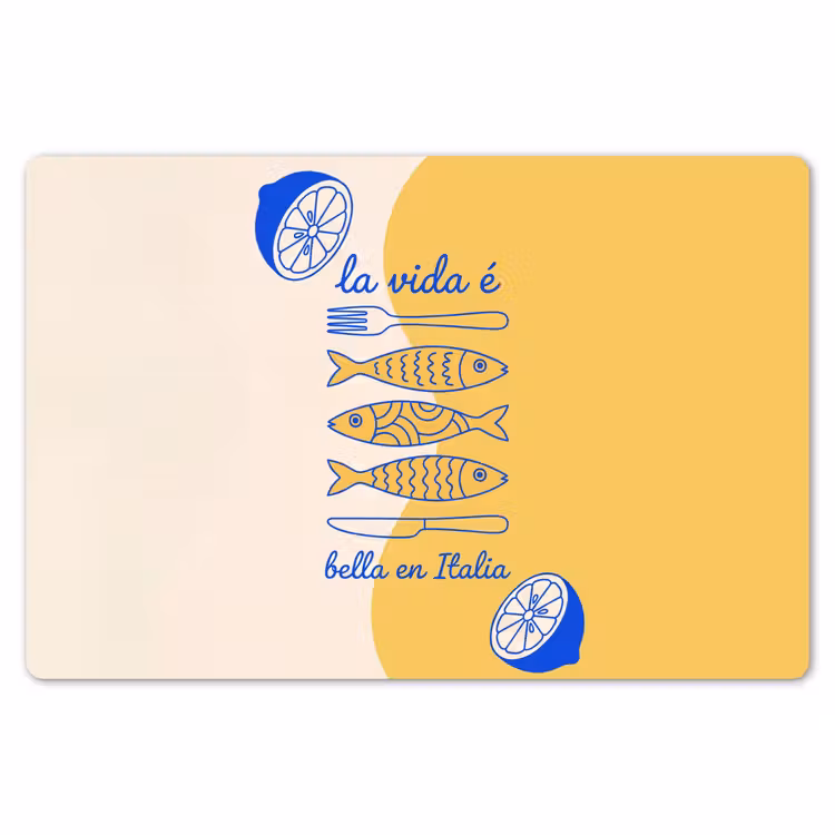 Italië - Eten - Citroen - Vis - Grafisch Placemat vinyl groot -zzsfeer1_Kitchenyeah-website