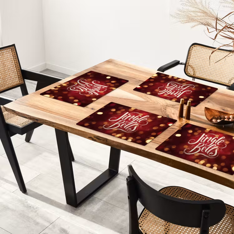 Jingle - Bells - Kerst - Rood Placemat vinyl groot -zzsfeer4_Kitchenyeah-website
