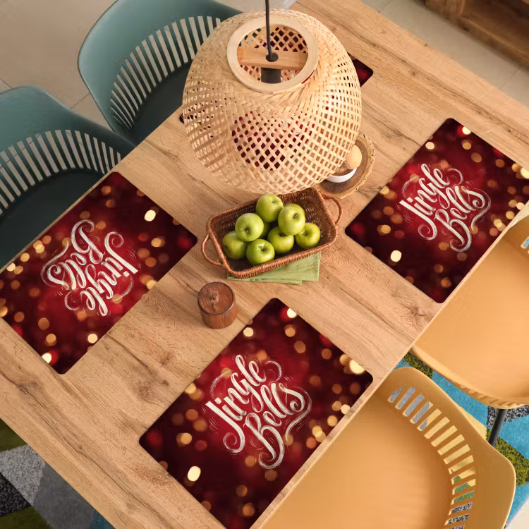 Jingle - Bells - Kerst - Rood Placemat vinyl groot -zzsfeer5_Kitchenyeah-website