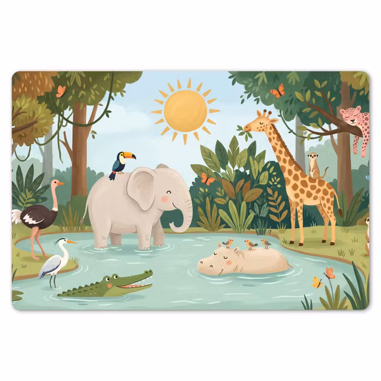 Jungle - Oase - Dieren - Kleurrijk Placemat vinyl groot -zzsfeer1_Kitchenyeah-website