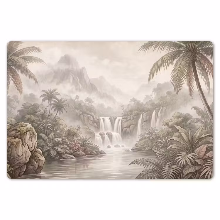 Jungle - Watervallen - Tropisch - Illustratie Placemat vinyl groot -zzsfeer1_Kitchenyeah-website