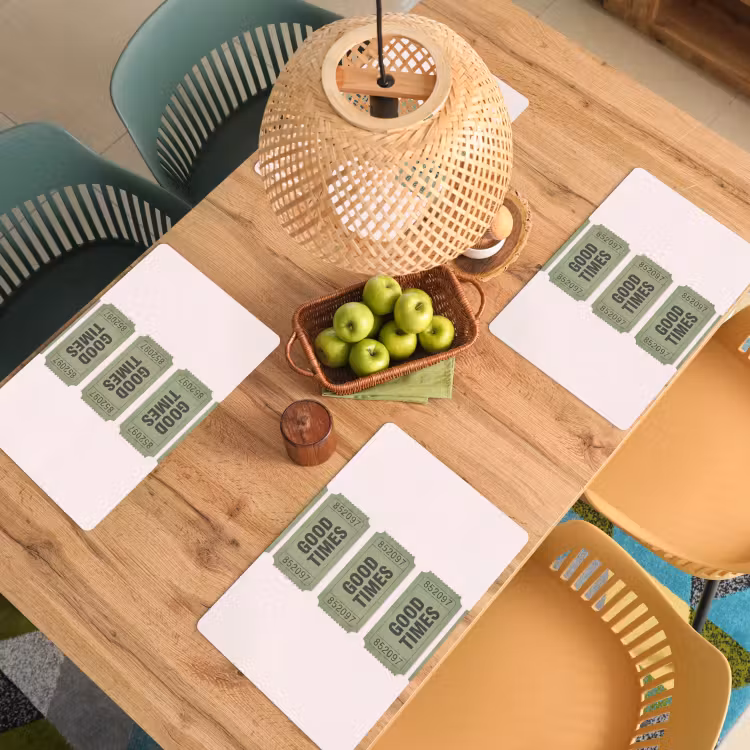 Kaartje - Vintage - Groen - Evenement - Collectie Placemat vinyl groot -zzsfeer5_Kitchenyeah-website
