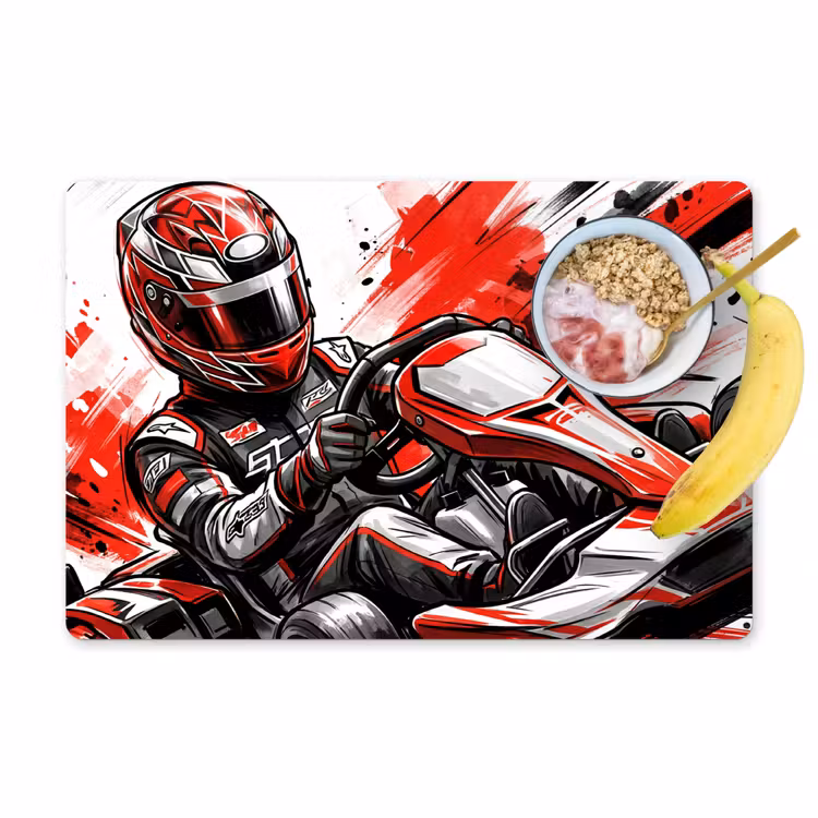 Kart - Coureur - Snelheid - Rood Placemat vinyl groot -zzzproduct_Kitchenyeah-website