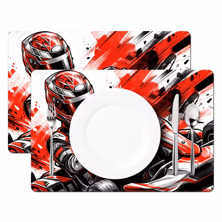 Kart - Coureur - Snelheid - Rood Placemat vinyl groot -zzsfeer2_Kitchenyeah-website