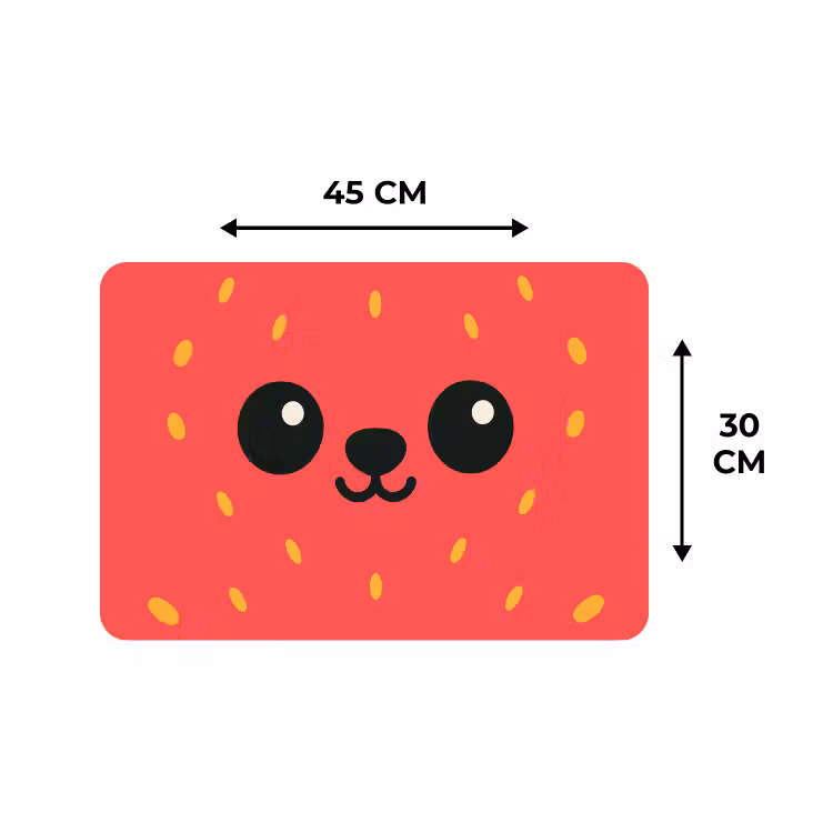Kat - Aardbei - Cartoon Placemat vinyl groot -specs