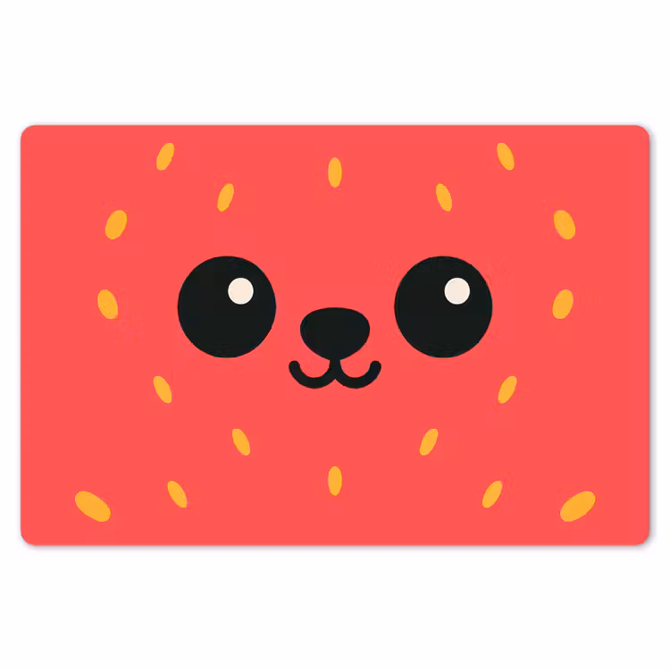 Kat - Aardbei - Cartoon Placemat vinyl groot -zzsfeer1_Kitchenyeah-website