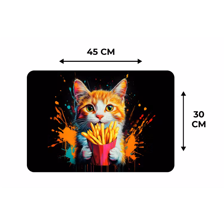 Kat - Eten - Patat - Graffiti - Abstract Placemat vinyl groot -specs
