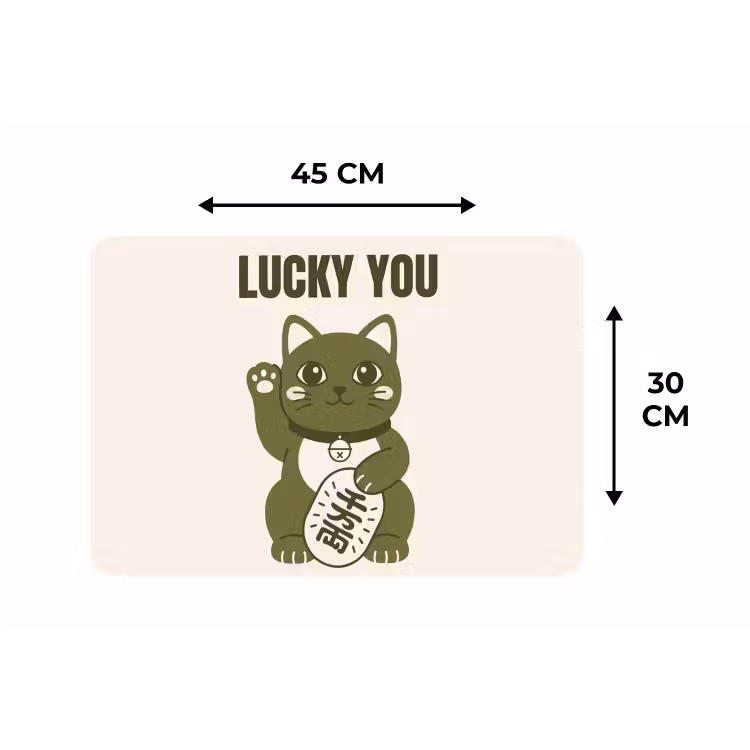 Kat - Geluk - Dieren - Modern - Groen Placemat vinyl groot -specs
