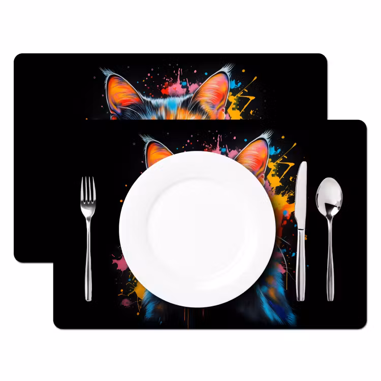 Kat - Graffiti - Kleurrijk - Wafel - Eten Placemat vinyl groot -zzsfeer2_Kitchenyeah-website