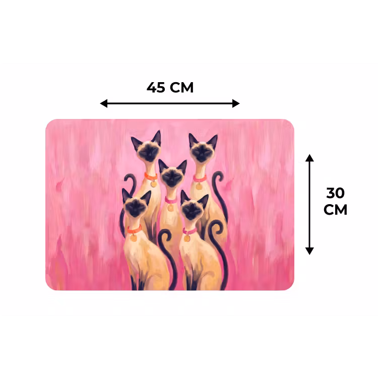 Kat - Groep - Dieren - Modern - Roze Placemat vinyl groot -specs