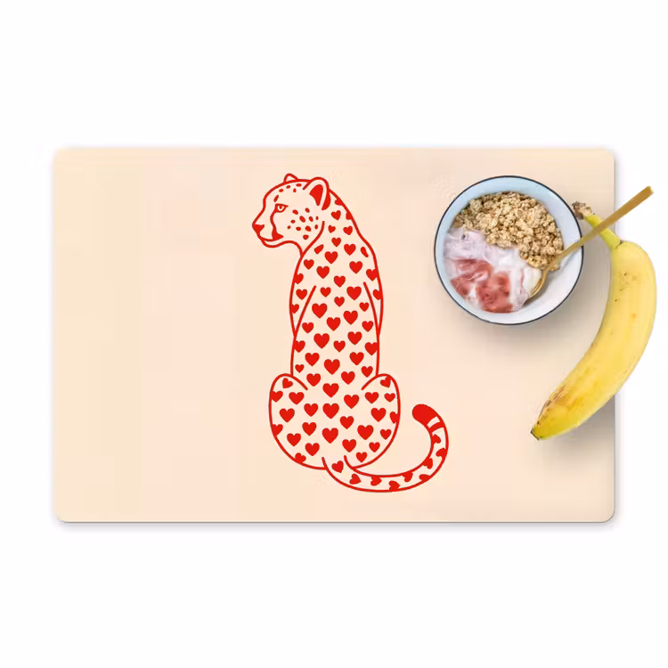 Kat - Harten - Dieren - Modern - Rood Placemat vinyl groot -zzzproduct_Kitchenyeah-website