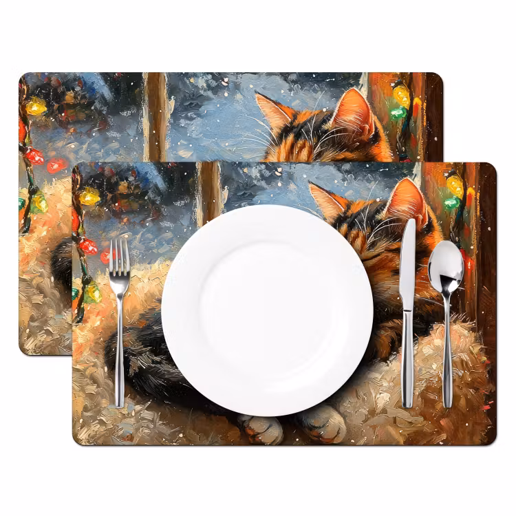 Kat - Kerst - Winter - Dier Placemat vinyl groot -zzsfeer2_Kitchenyeah-website