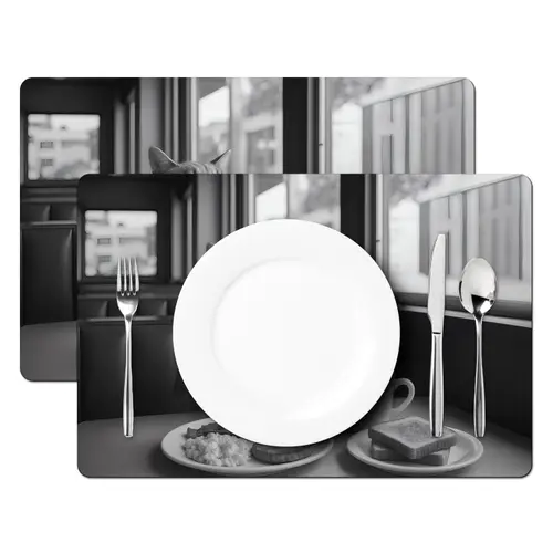 Kat - Koffie - Brood - Zwart Placemat vinyl groot -zzsfeer2_Kitchenyeah-website