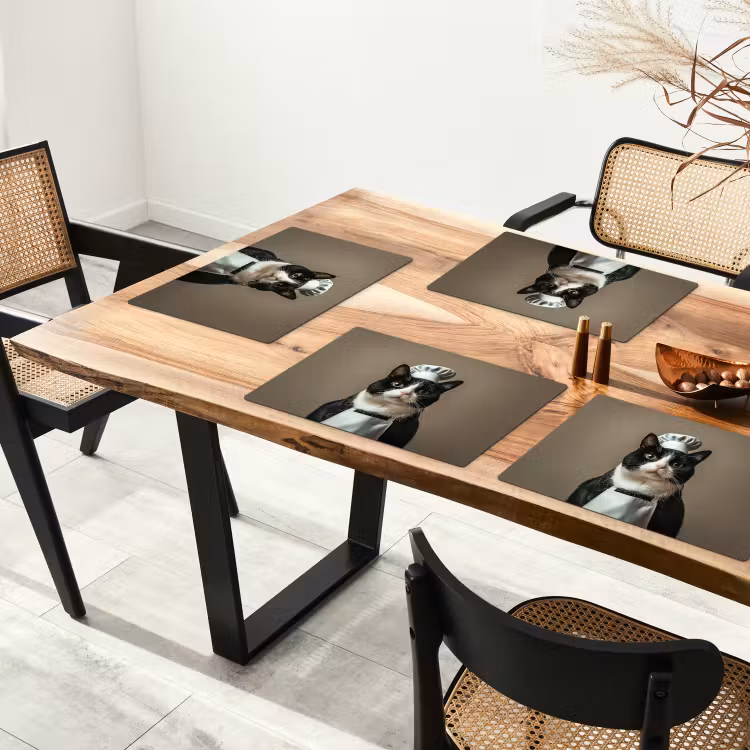 Kat - Kokskleding - Zwart - Wit Placemat vinyl groot -zzsfeer4_Kitchenyeah-website