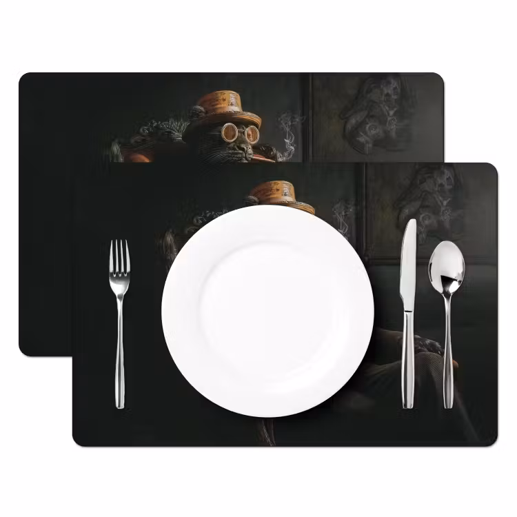Kat - Pak - Oranje - Sigaar Placemat vinyl groot -zzsfeer2_Kitchenyeah-website