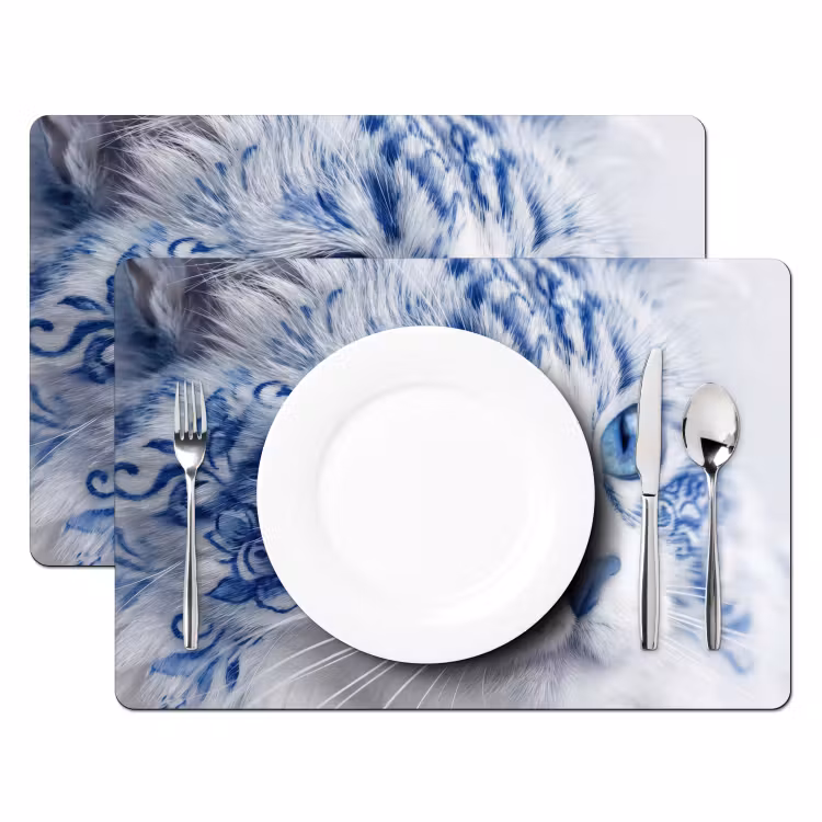 Kat - Patroon - Blauw Placemat vinyl groot -zzsfeer2_Kitchenyeah-website