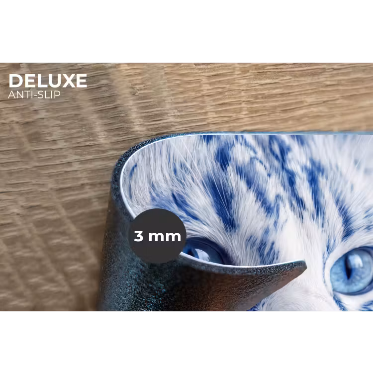Kat - Patroon - Blauw Placemat vinyl groot -closeup