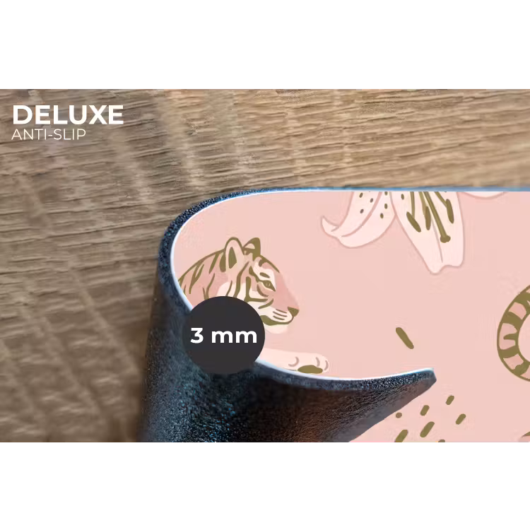 Kat - Springend - Bloemen - Abstract - Roze Placemat vinyl groot -closeup
