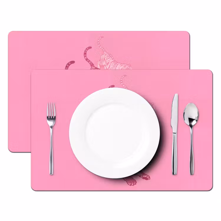 Kat - Springend - Dieren - Roze - Modern Placemat vinyl groot -zzsfeer2_Kitchenyeah-website