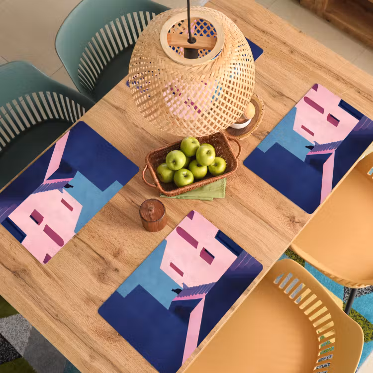 Kat - Trap - Gebouwen - Schaduwcontrasten Placemat vinyl groot -zzsfeer5_Kitchenyeah-website