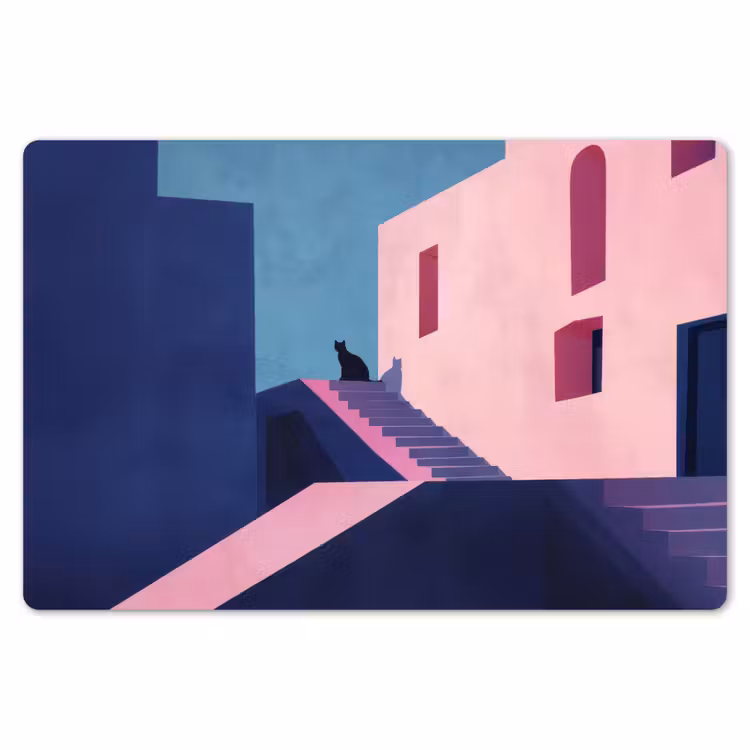 Kat - Trap - Gebouwen - Schaduwcontrasten Placemat vinyl groot -zzsfeer1_Kitchenyeah-website