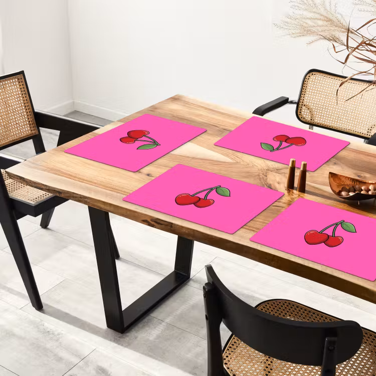 Kers - Roze - Fruit Placemat vinyl groot -zzsfeer4_Kitchenyeah-website