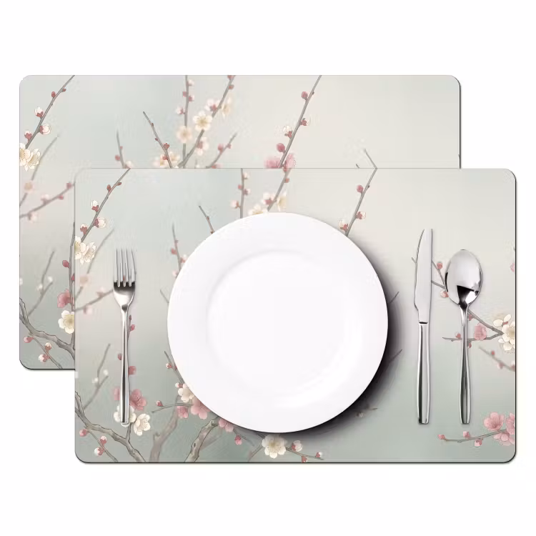 Kersen - Bloesem - Groen Placemat vinyl groot -zzsfeer2_Kitchenyeah-website