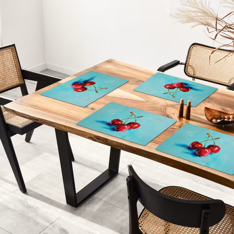 Kersen - Rood - Drie - Geverfd Placemat vinyl groot -zzsfeer4_Kitchenyeah-website