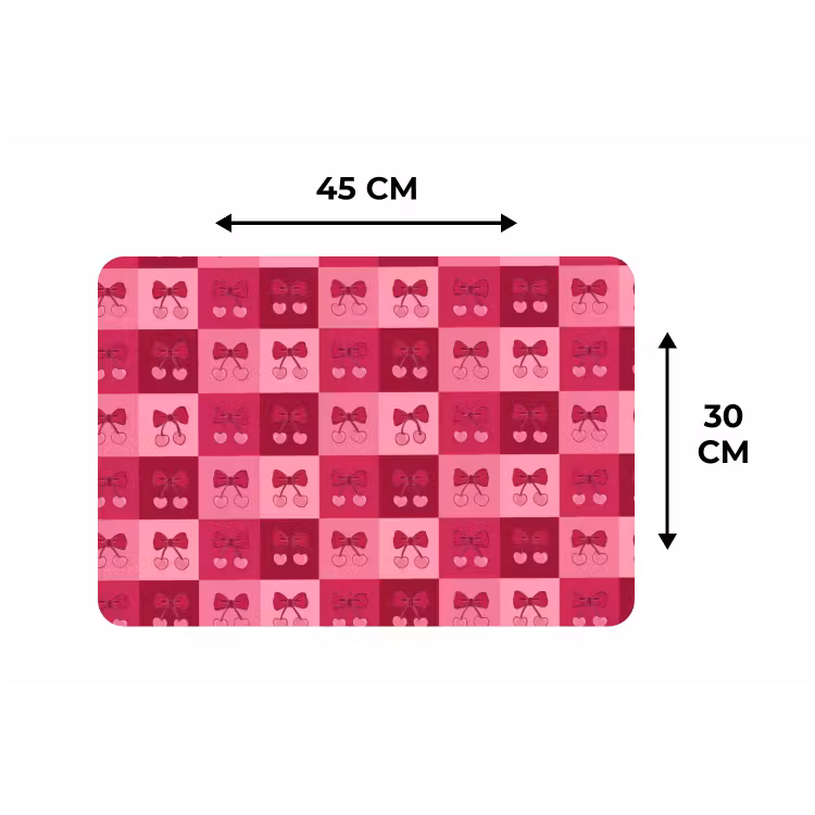 Kersen - Strikjes - Speels - Roze - Bordeaux Placemat vinyl groot 368 -specs