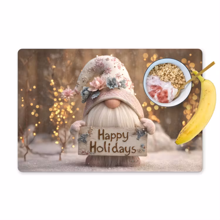 Kerst - Gnome - Bord - Kleurrijk Placemat vinyl groot -zzzproduct_Kitchenyeah-website