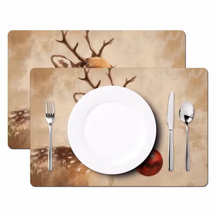 Kerst - Hert - Gewei - Kerstbal - Rendier Placemat vinyl groot -zzsfeer2_Kitchenyeah-website