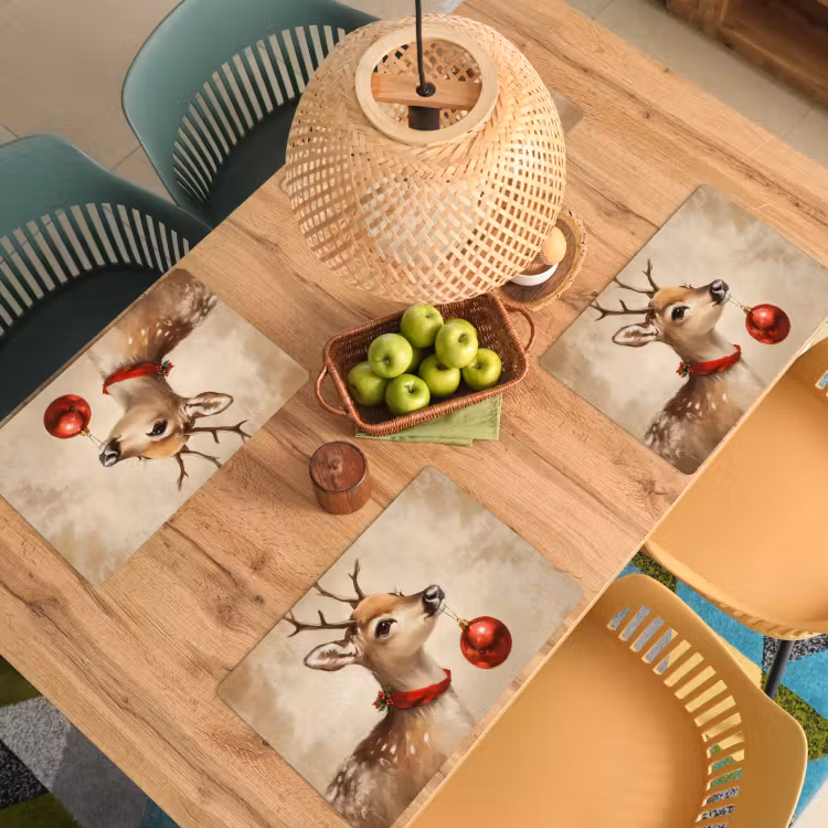 Kerst - Hert - Gewei - Kerstbal - Rendier Placemat vinyl groot -zzsfeer5_Kitchenyeah-website